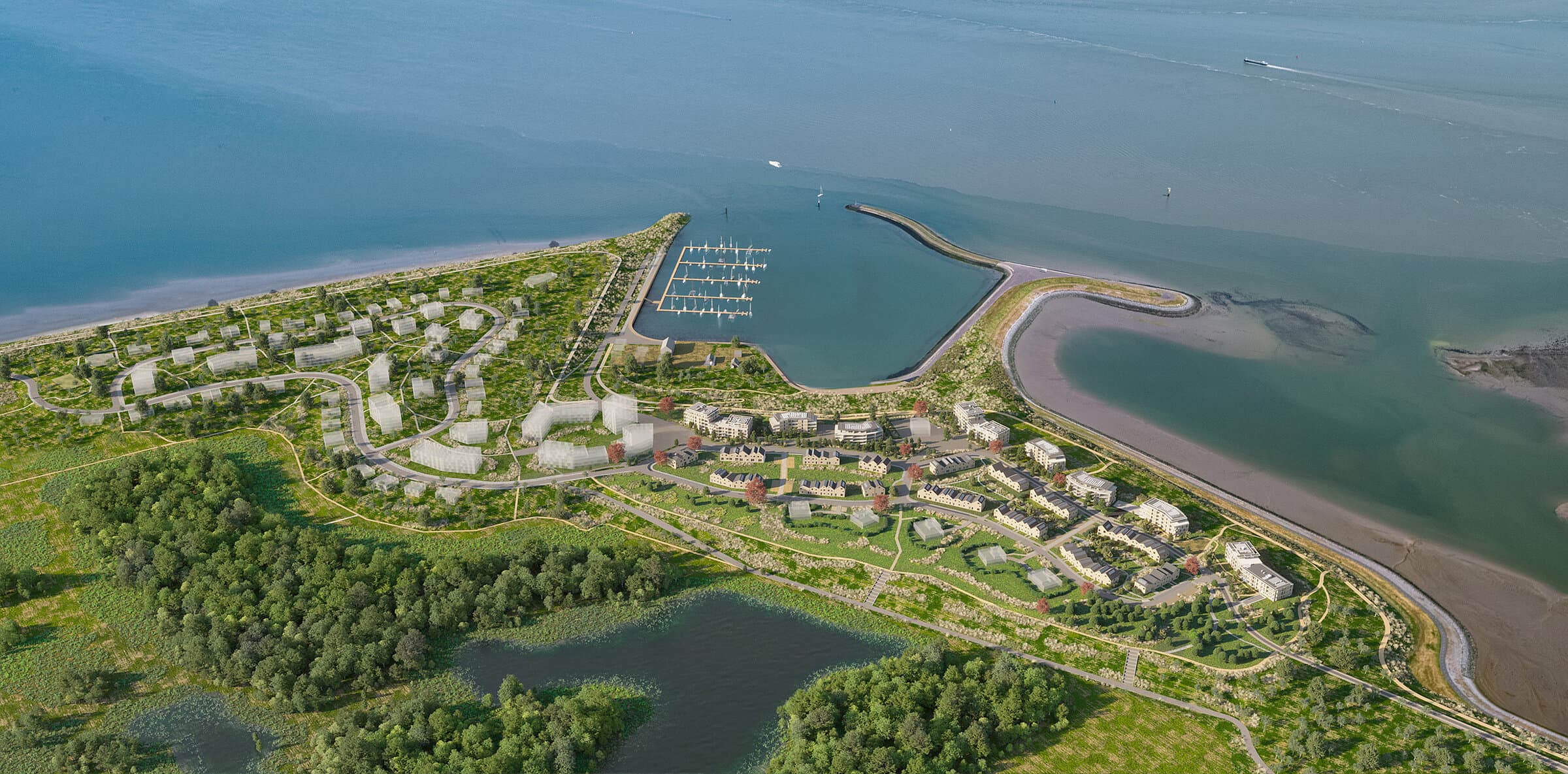 Impressie van het dijkdorp Waterzande aan de Westerschelde bij Walsoorden